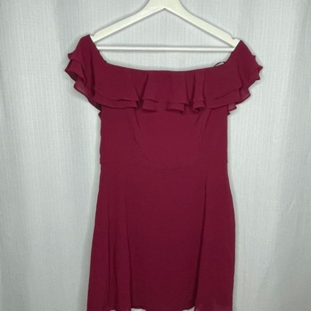 Lulus Win Your Heart Burgundy Off The‎ Shoulder Dress